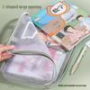 L-Shaped Transparent Mesh File Bag - Large Opening Tote for Exam Papers