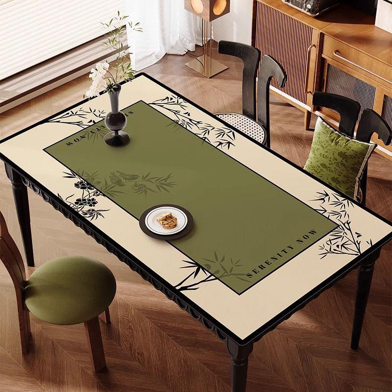 New Chinese Style Oil-Proof Waterproof Scald-Proof Leather Dining Table Mat