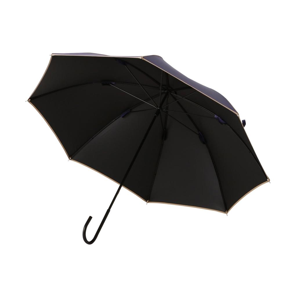 Francfranc Blackout Piping Long Navy Both Sunny and Rainy Umbrella, 50cm, (For Days)