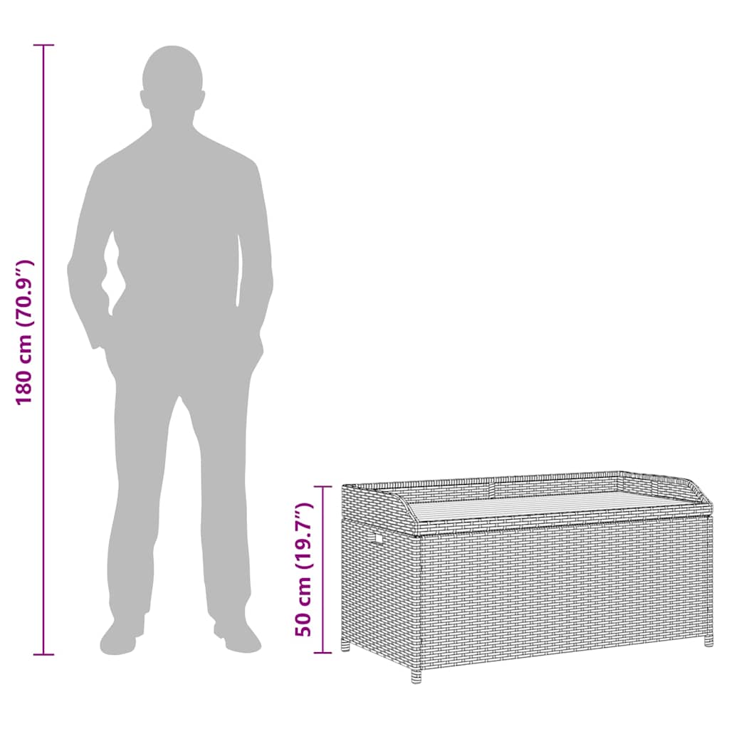Garden Bench with Storage Space 120 cm Grey Poly Rattan