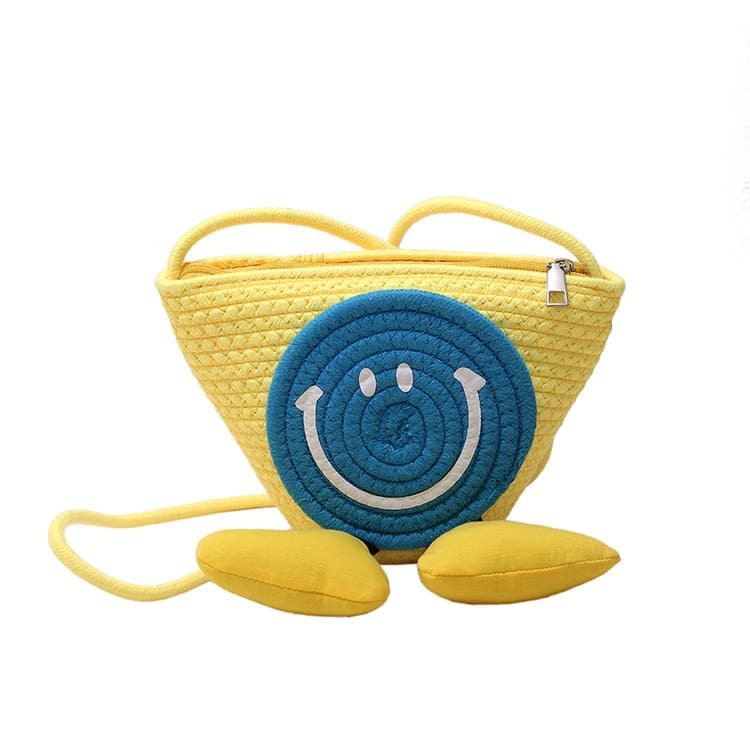 Color Woven Three-dimensional Smiley Face Bucket Portable Messenger Bag