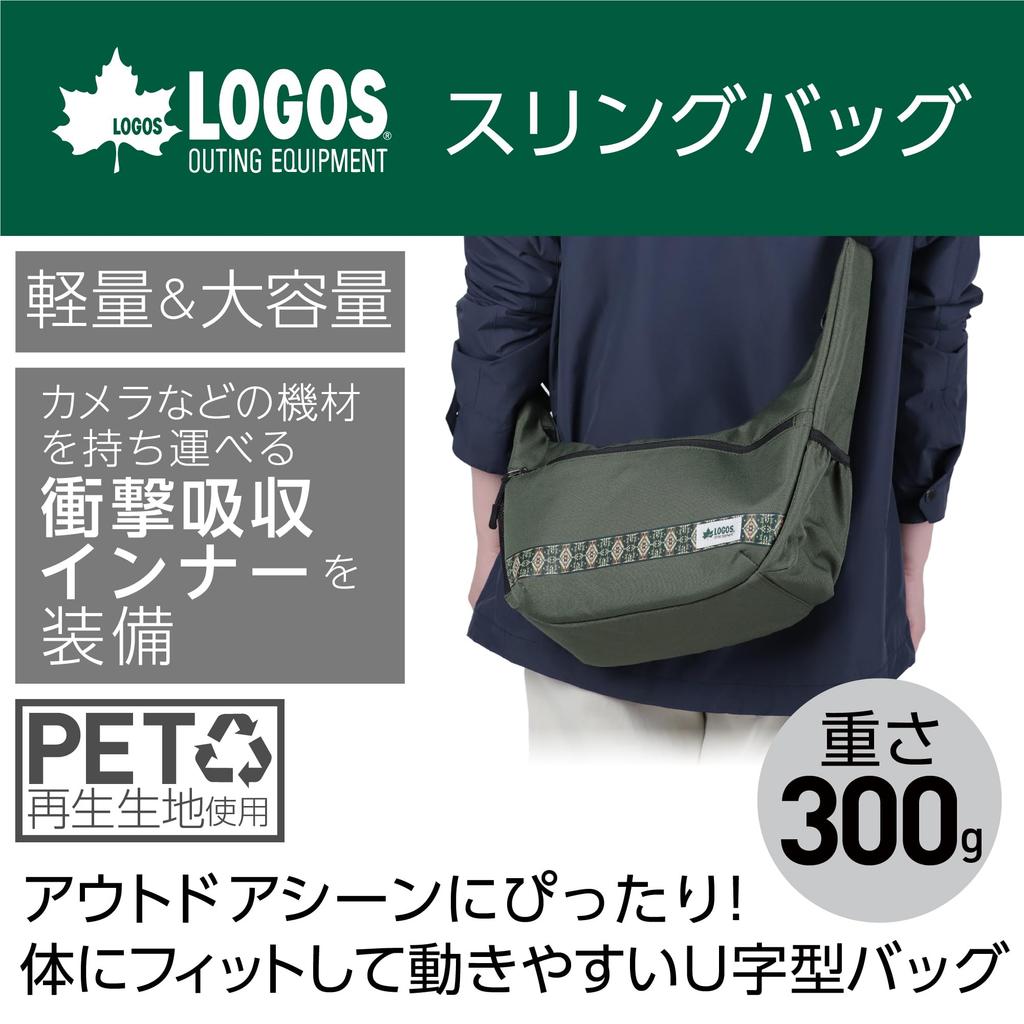 [Amazon.co.jp Exclusive] Kenko Shoulder Bag, LOGOS Sling Bag, Green, M-GR, Made with Recycled PET, Product Number: 574171