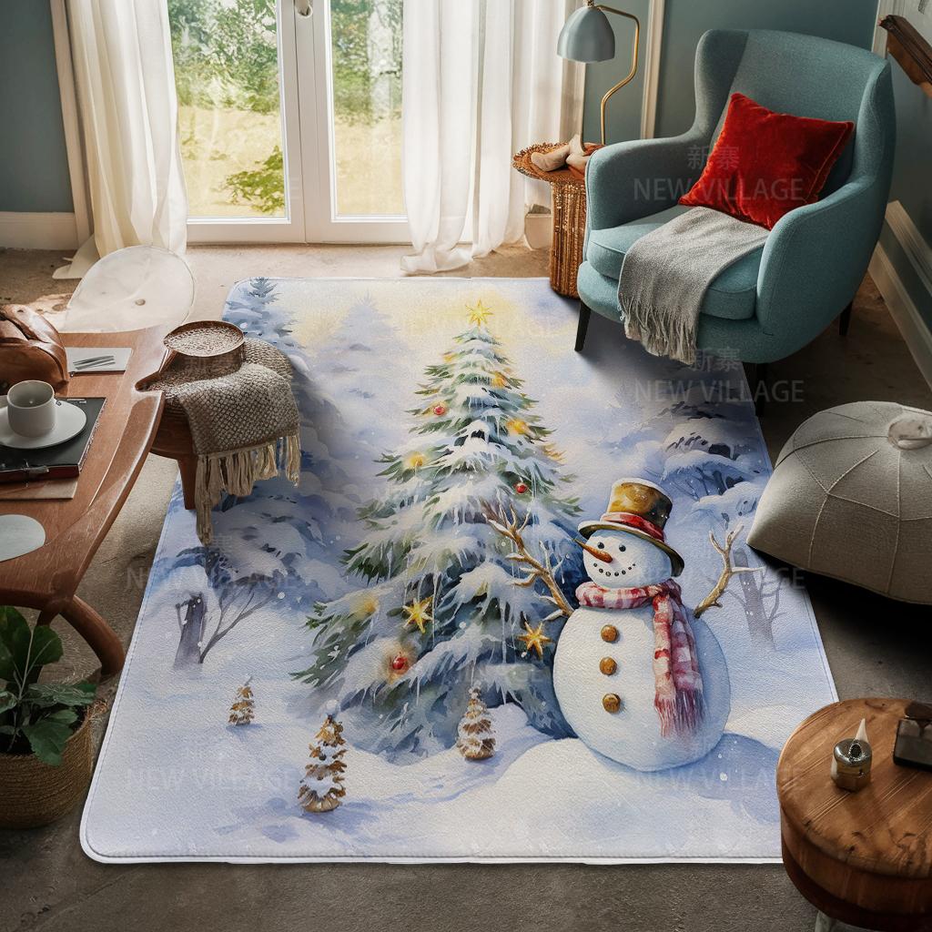 House Entrance Carpet Home Door Mat Living Room Bath Foot Bathroom Non-slip Water Absorption Rugs Bath Merry Christmas Winter