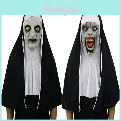 Terrifying The Nun Horror Mask Valak Scary Full Face Design With Headscarf