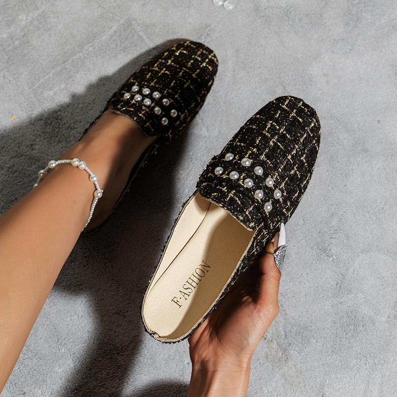 Casual Mules for Women 2024 Summer Plus Size Female Shoes Closed Toe Flat Women's Slippers Outdoor Light Slip On Ladies Shoes