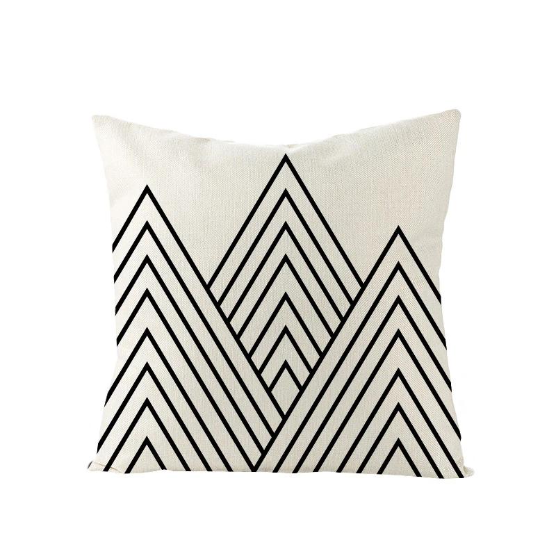 Linen Simple Black White Geometry Cushion Case Modern Nordic Simple Decorative Pillows Case Livingroom Sofa Couch Throw Pillows