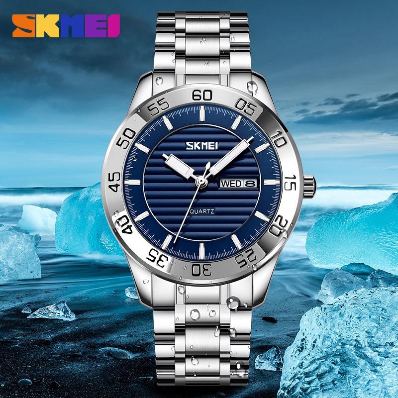 Men's Watch Fashion Watch Solid Steel Strap Watch Calendar Men's Watch Business Quartz Watch Waterproof