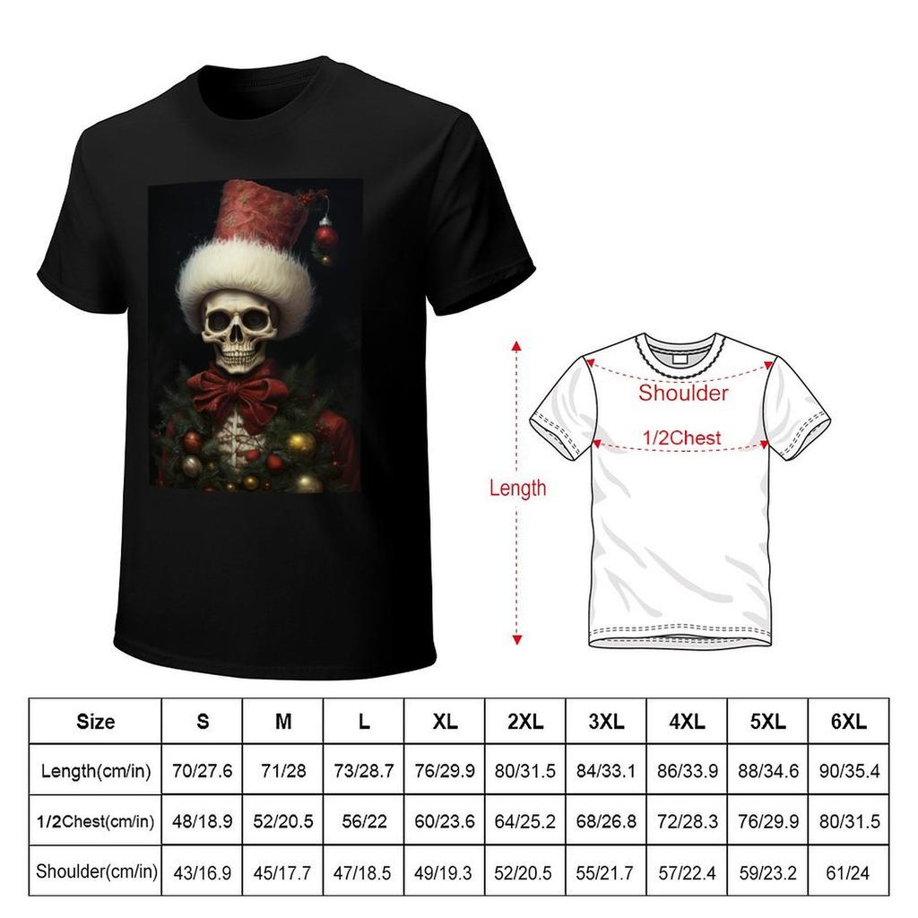 Macabre Spooky Christmas Skeleton TShirt Graphic Shirts Heavyweights Tees Mens Vintage T Shirts