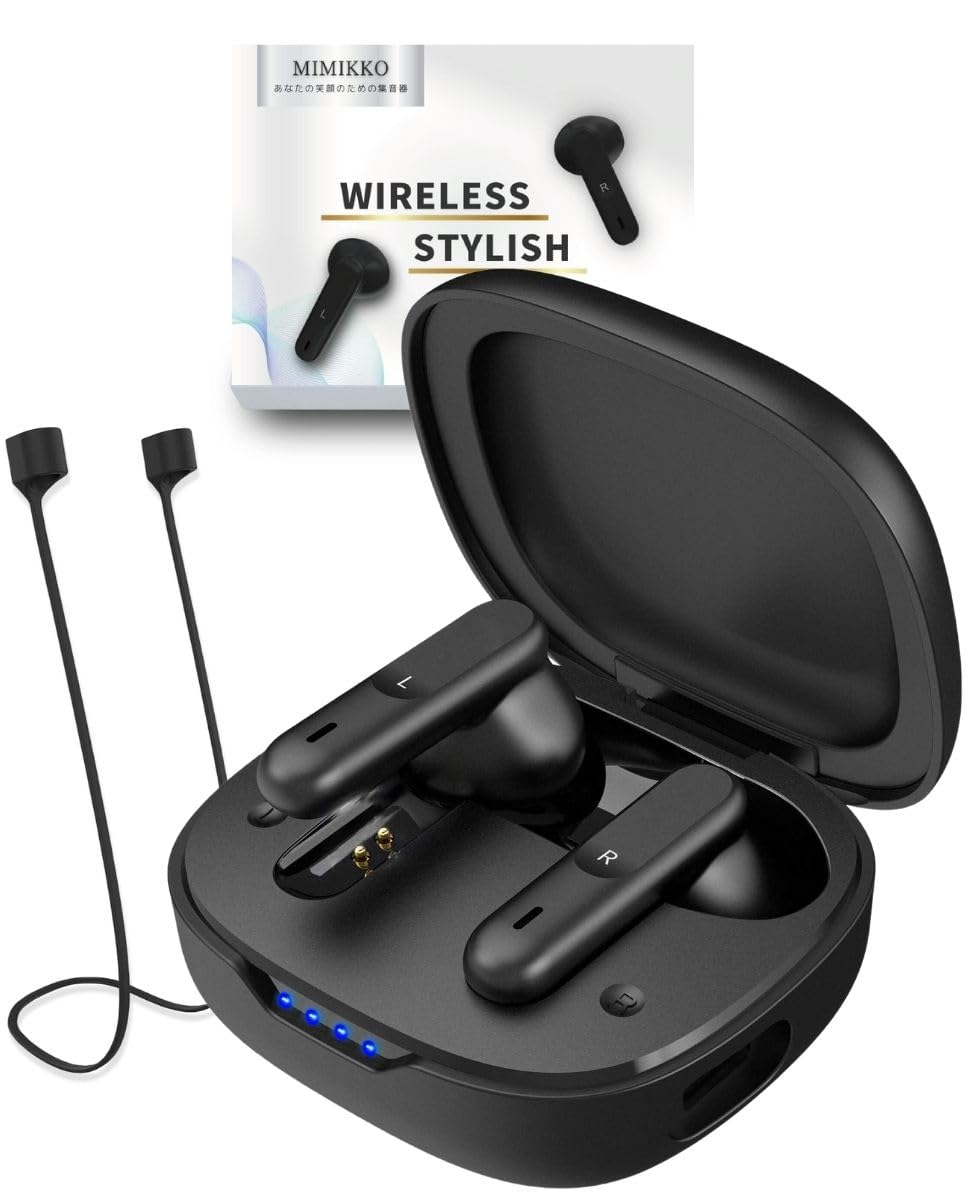 

MIMIKKO Hearing Earphone for Binaural Rechargeable Japanese Amplifier, Type, Wireless, Seniors, Use, (Black) [Authentic Brand] чорний