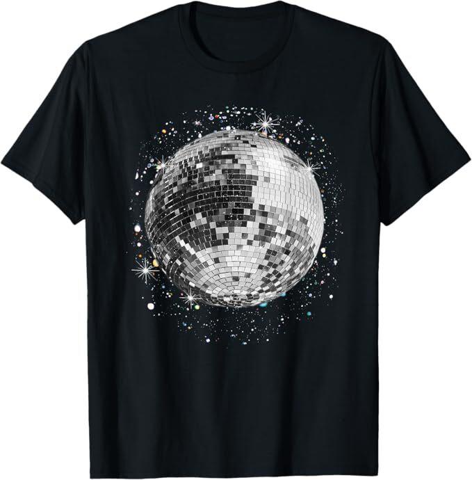 Black and White Disco Ball Club Retro T-Shirt S разноцветный