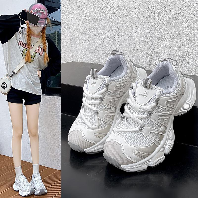 Platform Shoes Women's Autumn New Versatile Breathable Mesh Heightening Casual Sports Shoes Couple Shoes