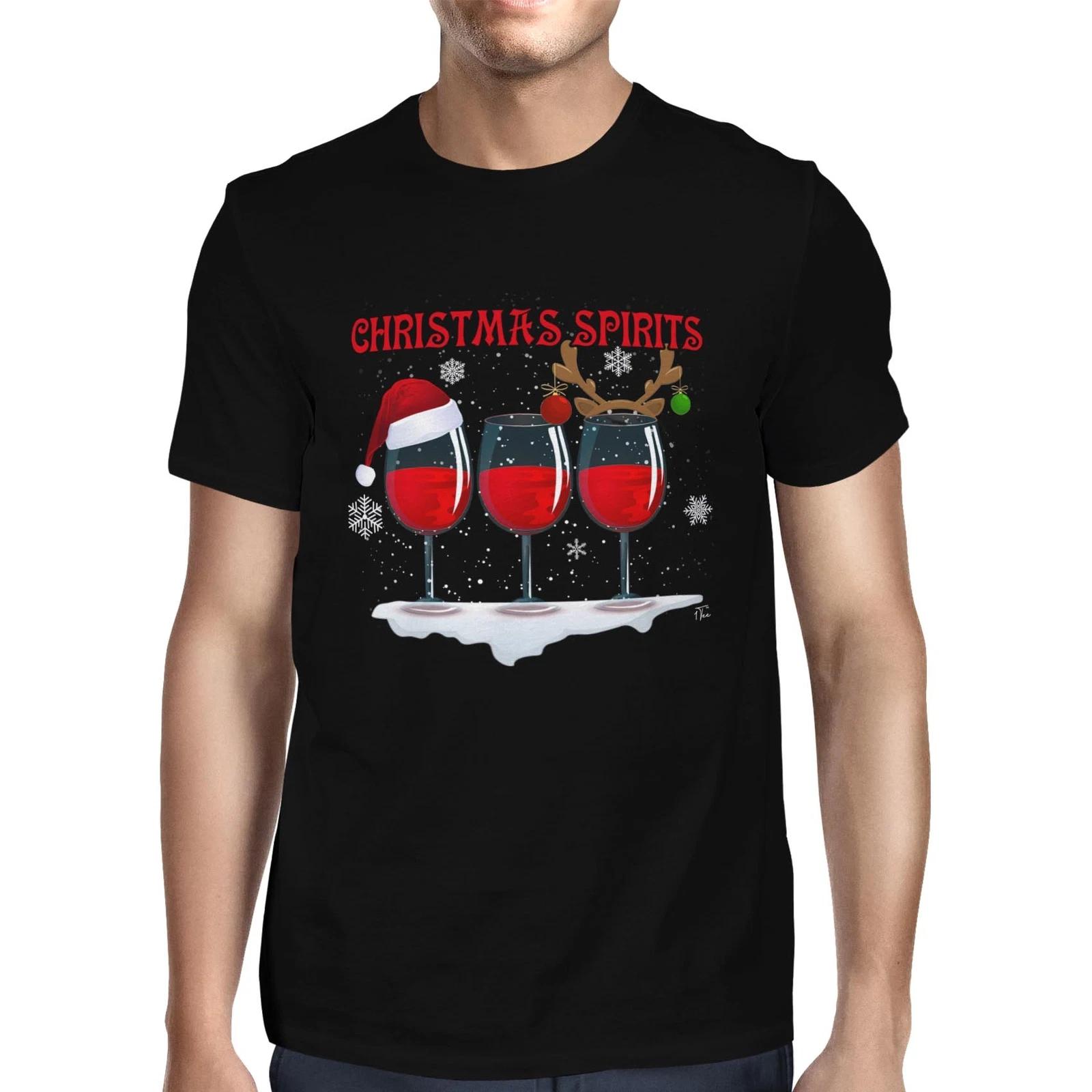 1Tee Mens Christmas Spirits T-Shirt XS