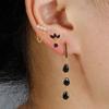 3PCS Stainless Steel Long Chain Two Hole Piercing Earrings Set for Women Tassel Horse Eye Zircon Small Hoop Earrings Jewelry