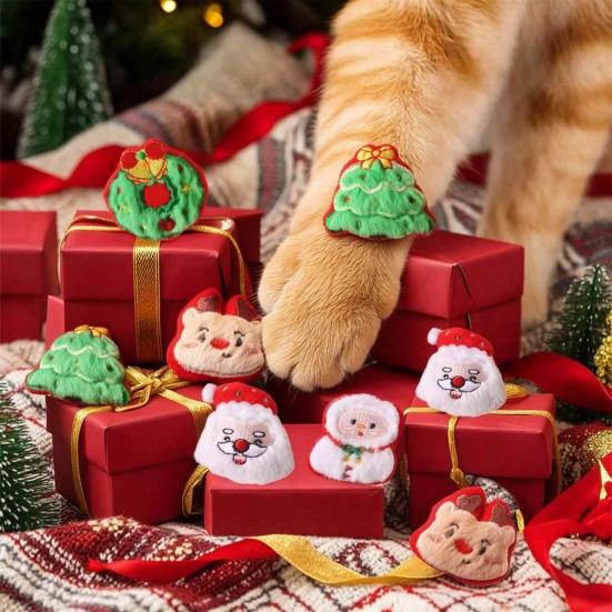 Interactive Entertainment for Kittens Christmas Cat Toy, Soft Plush Santa Claus Snowman Elk Tree Toys Indoor Cats Chew Bite Pet Enrichment Toy Kitten