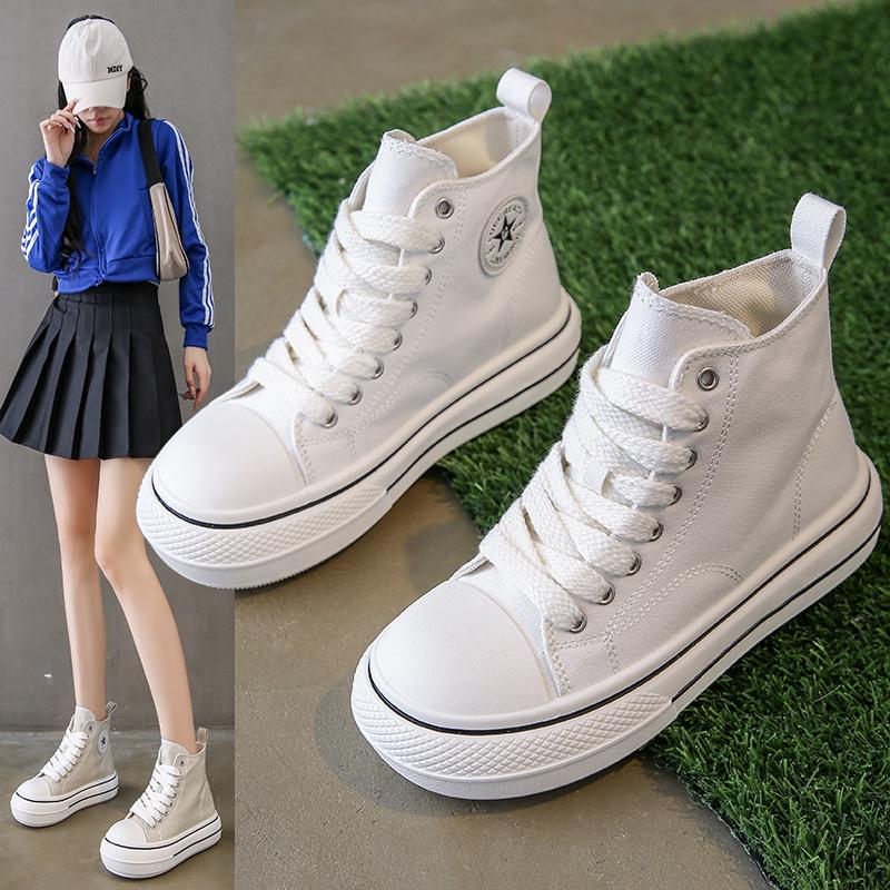 

Весна и осень новые студенческие женские туфли на толстой подошве высокие парусиновые туфли на толстой подошве женские туфли на толстой подошве нишевая повседневная обувь 40