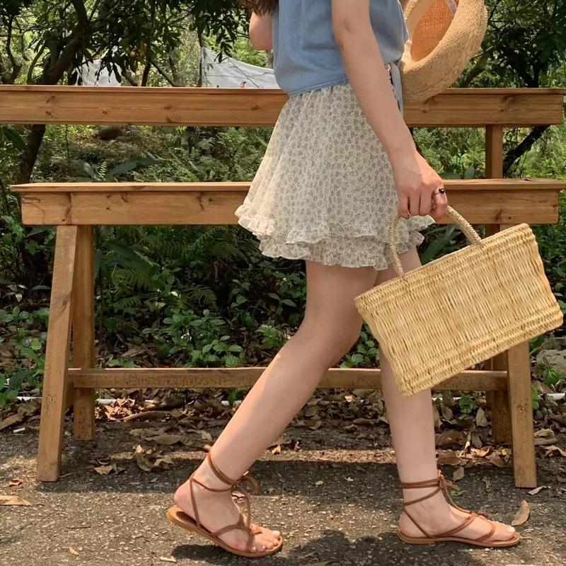 Flat Sandals Women's Style Toes Crossed Straps Sandals Wear Large Size