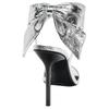 Zara Pu Open-Toe Elegant Bow Decor Metallic Layer Effect High Heels One-Strap Sandals 9.5Cm Women Sandals Silver 3324510808