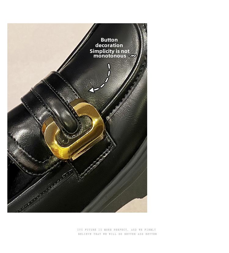 Women's British Style Thick-Soled Leather Loafers - Soft-Soled, Slip-On Microfiber Design