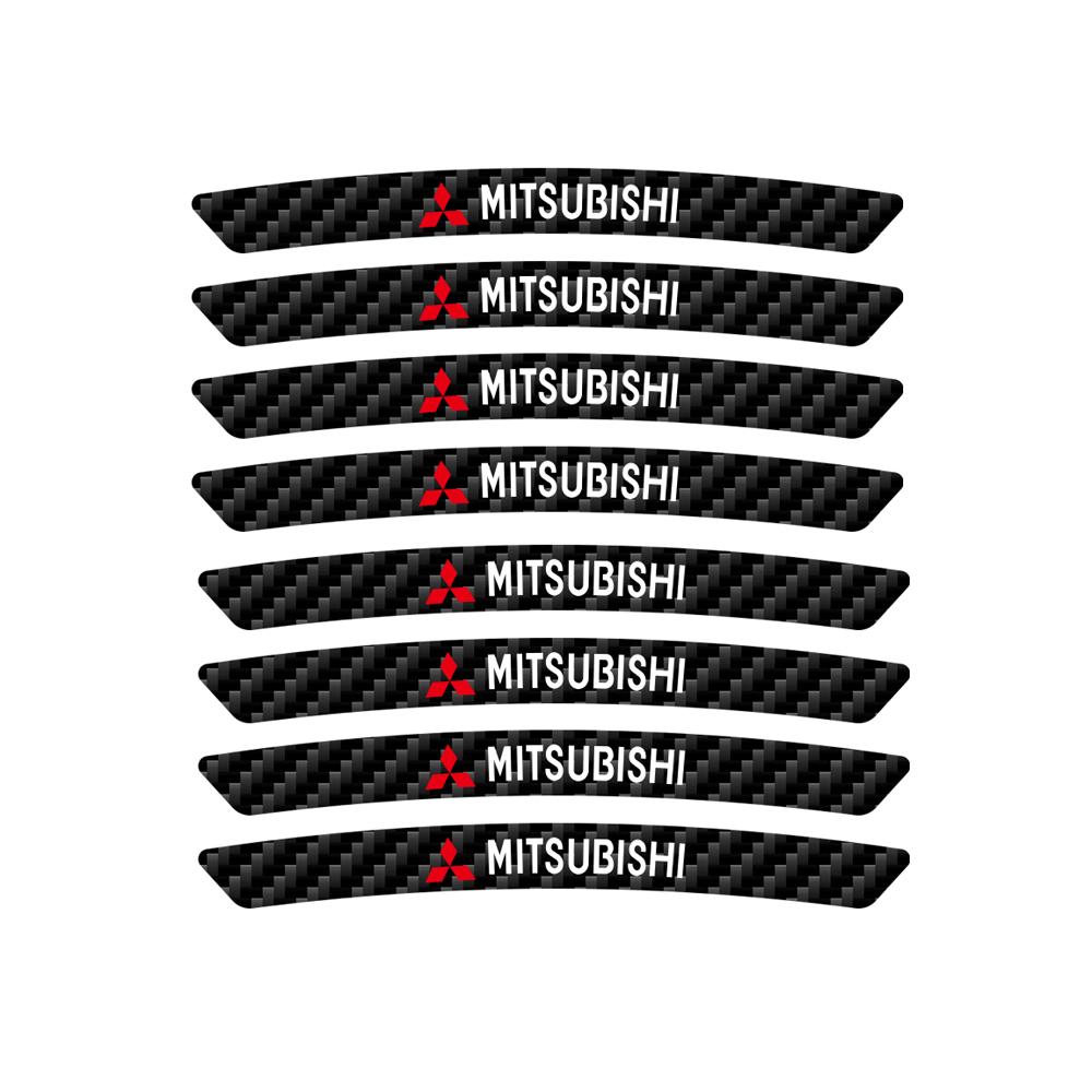 Car Styling 4PCS Carbon Fiber Car Motorcycle Wheel Rim Decorative Stickers For Mitsubishi Ralliart Lancer EX Outlander Pajero Xl