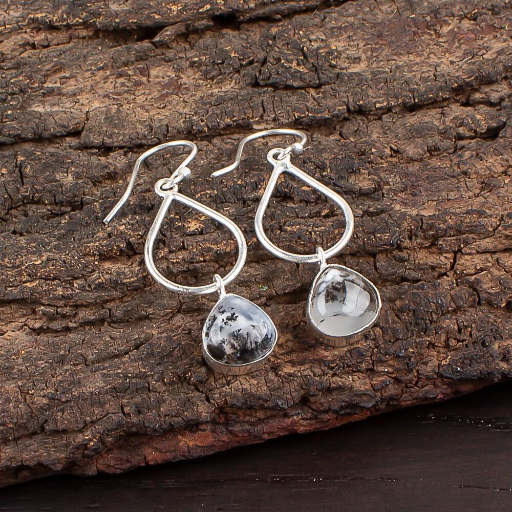 

Dendritic Opal Gemstone 925 Sterling Silver Jewelry Handmade Boho Earrings 1.90 EE-19-19