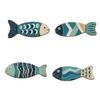 Seaside Housewarming Gift Ideas 4Pcs Wooden Fish Wall Decor, 2D Flat Mediterranean Style Hanging Ornaments for Coastal Nautical Sculpture Bedroom Home