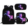 Fashion Novelty Rainbow Unicorn 3D Print 3pcs/Set pupil School Bags Laptop Daypack Backpack Inclined shoulder bag Pencil Case