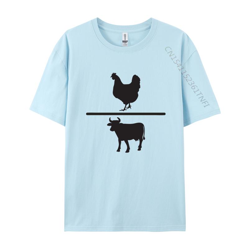 Vintage Chicken Vs Cow Tshirt Printed Tee Shirts Vintage High Quality New Tops Adult Clothing Oversize