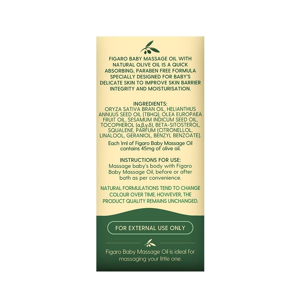 Figaro Baby Massage Oil 100 Ml Pack Of 1 With Natural Olive Oil & Vitamin E For Gentle Baby Skin Care