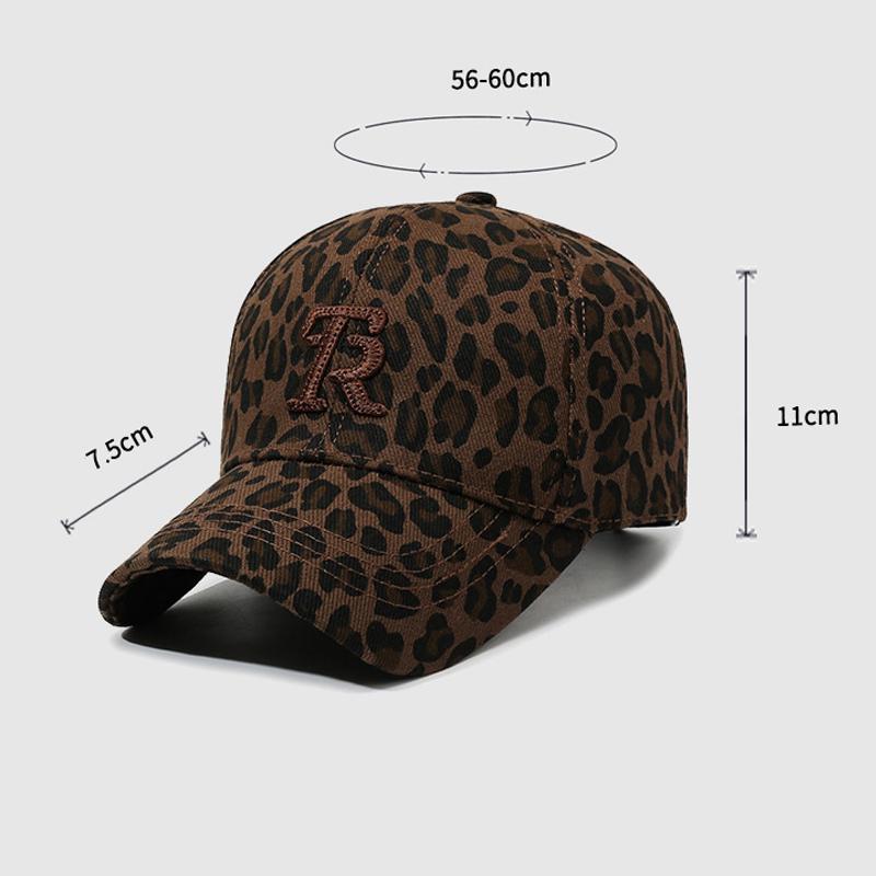 Leopard Print Baseball Cap Unisex Sun Hat Outdoor Sunscreen Cap Letter Embroidered Cap