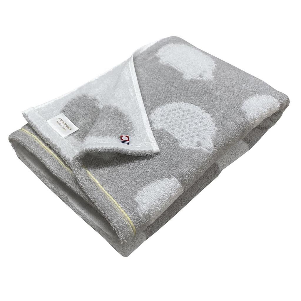 Imabari Towel Bath 1 Hedgehog Cute Animal Made in Perfect for or Naptime Towel, Piece, Print, Gray, Print, 60x120cm, Absorbent, Fluffy, Japan,
