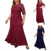 Women's Sexy Large Lace Round Neck Evening Dress High Quality Dress