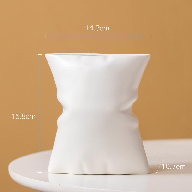 Creative Pillow Shaped Ceramic Vase Hydroponics Flower Pots Desk Decoration Flower Arrangement Floral Vases Room Aesthetic Decor