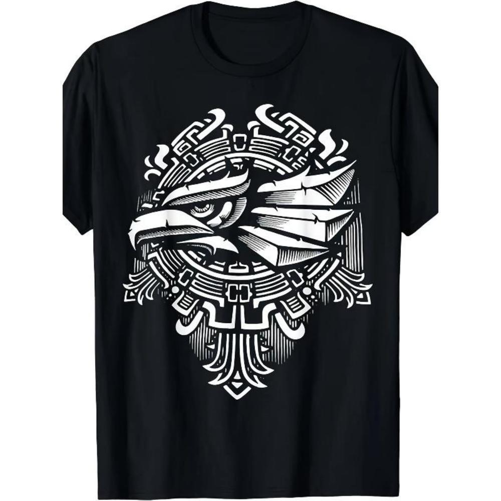 

European Sizes NEW Hecho En Mexico Mexican Pride Eagle Tee T-Shirt _ Athletic Fit Casual Tee for Men, Breathable Sport Top, S чёрный