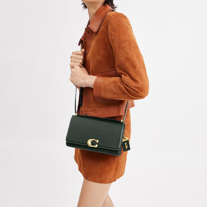 Coach Bandit 24 Multifunctional Pocket Flap Closure Envelope Bag Women Shoulder Bag Dark-Green CC416-B4RFT