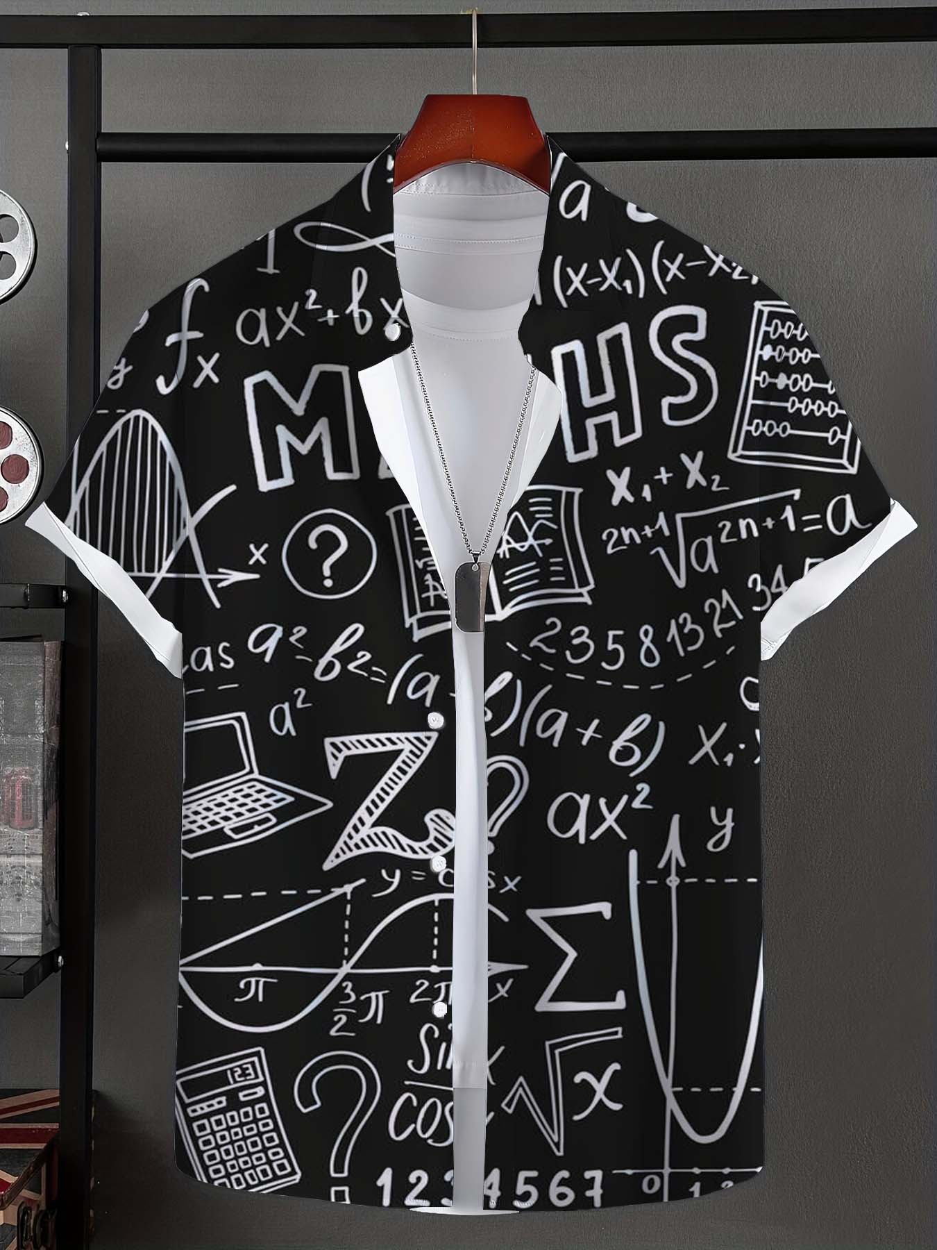 

Hawaiian Shirt For Men Funny mathematical formula Printed Short Sleeve Shirts Summer New Unisex Tops Oversized Men Clothing XL