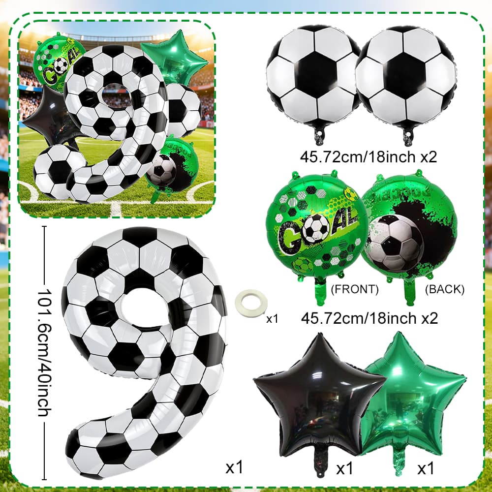 Football Digital Balloon Party Decoration Balloon Football Printed Digital Balloon 0-9 for Football Theme Birthday Party Balloon