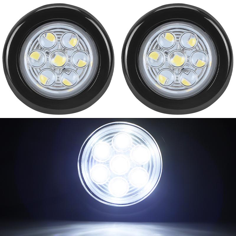

12 В 2-дюймовый круглый задний фонарь 7 светодиодных боковых габаритных огней для скрытого монтажа сигнальная лампа для автомобиля, грузовика, прицепа, трактора, пикапа, квадроцикла, автобуса, грузовика