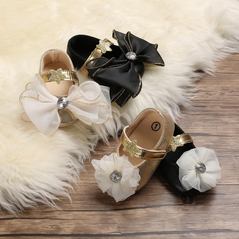Baby Shoes Princess Shoes Female Baby Shoes Spring Summer and Autumn 0-1 Years Old Star PU Soft Bottom Learning Shoes