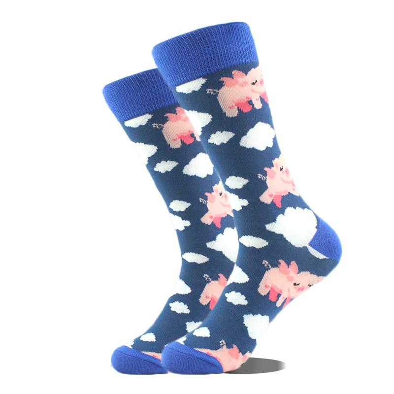 Happy Design Ctue Funny Socks Men Animals Food Pattern Sokken  Divertidos Jacquard Calcetines Unisex Hip Hop Skateboard Sox