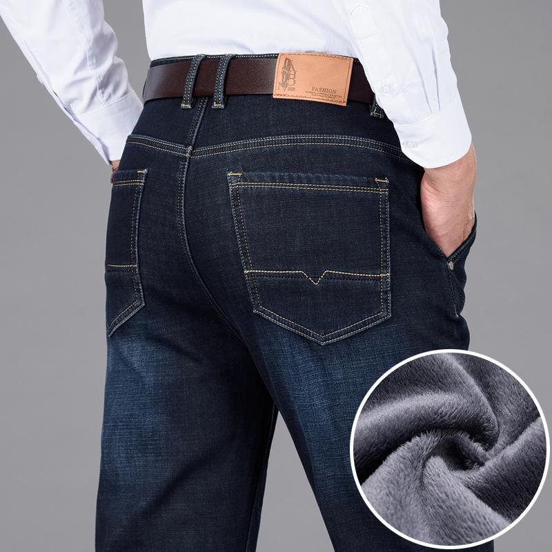 

Thick velvet jeans for men, loose straight leg, middle-aged dad, men s casual, elderly men s velvet to keep warm 28