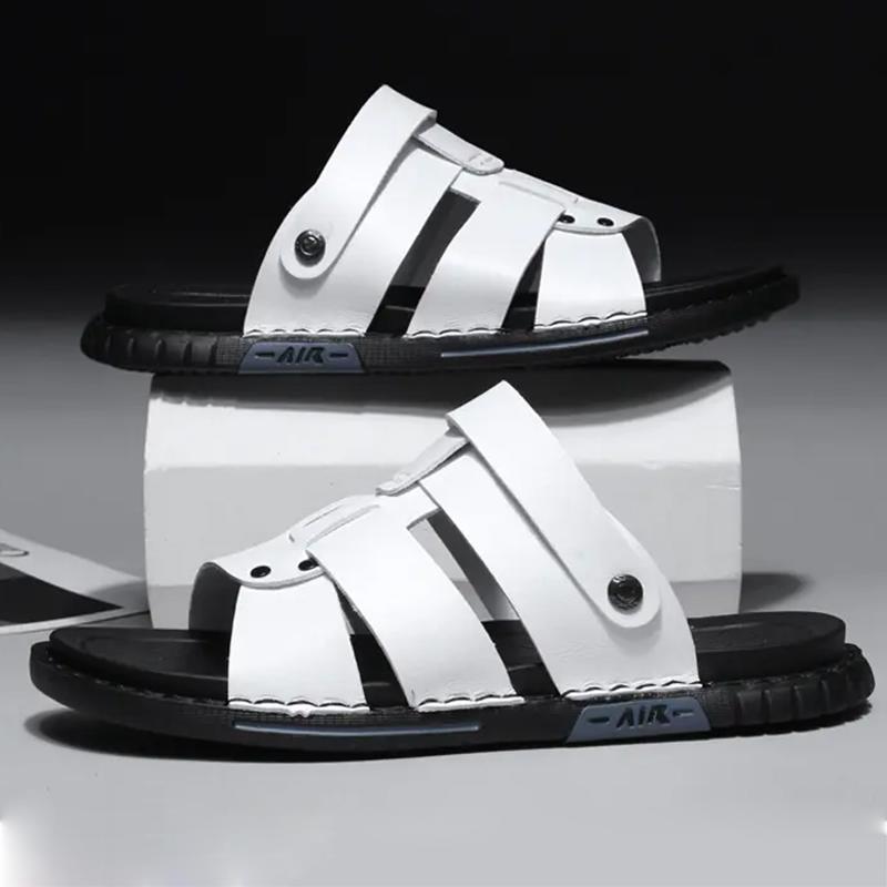 Beach Shoes Men Outdoor Lgihtweight Casual Sandals Men's Flip Flops Fashion Dark Pattern Design Non-Slip 2 Wear Method Size 45