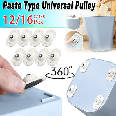 2/4/8/12/16 pz Pasta Puleggia Tipo di Pasta Puleggia Universale Adesivo Fai da Te Puleggia a Sfera Autoadesiva Mini Ruote Ruote Scatola di Immagazzinaggio a 360º Ruote Adesive