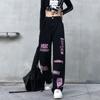 Streetwear Vintage Women's Black Jeans Spring Autumn New Pants Hip Hop Fashion Letter Print Loose Wide Leg Casual Trousers 2023