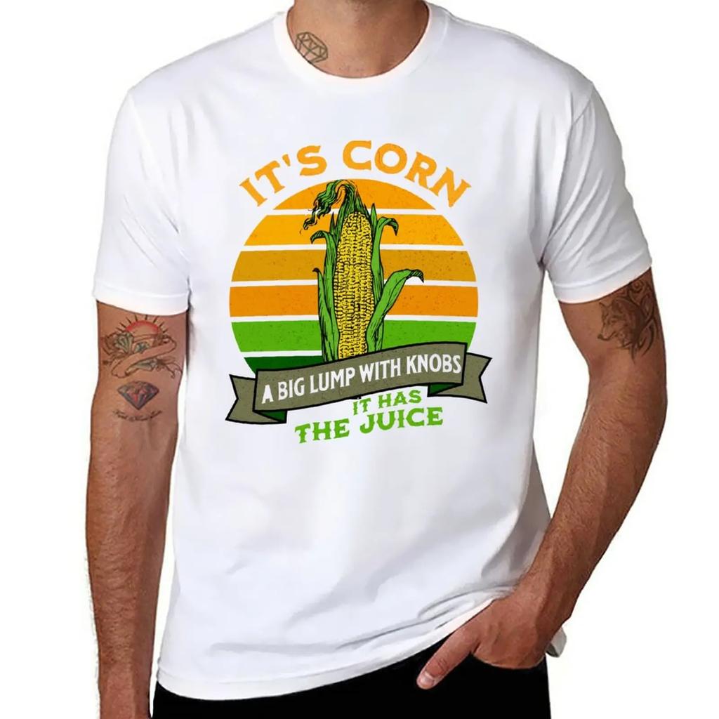 Funny Corn - Retro Vintage It Has The Juice It’s Corn T-Shirt Vintage Clothes Blacks Slim Fit T Shirts for Men