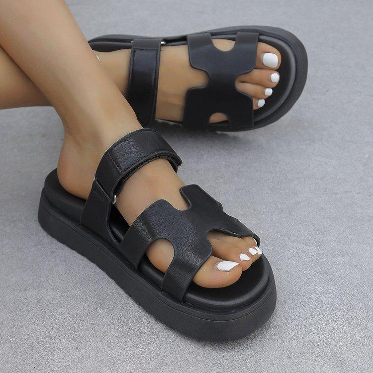 Foreign Trade 2024 Summer New Large Size Slippers Women's Summer Casual Thick Bottom Sandals Color Matching Slippers