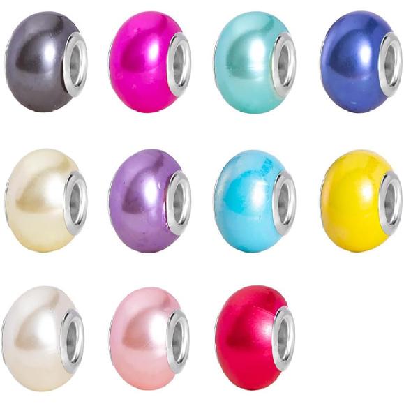Decoendiy 100Pcs European and Resin Beads, Faux Pearl, Loose Spacer - DIY Bracelets, Necklaces Crafts Supplies (White)