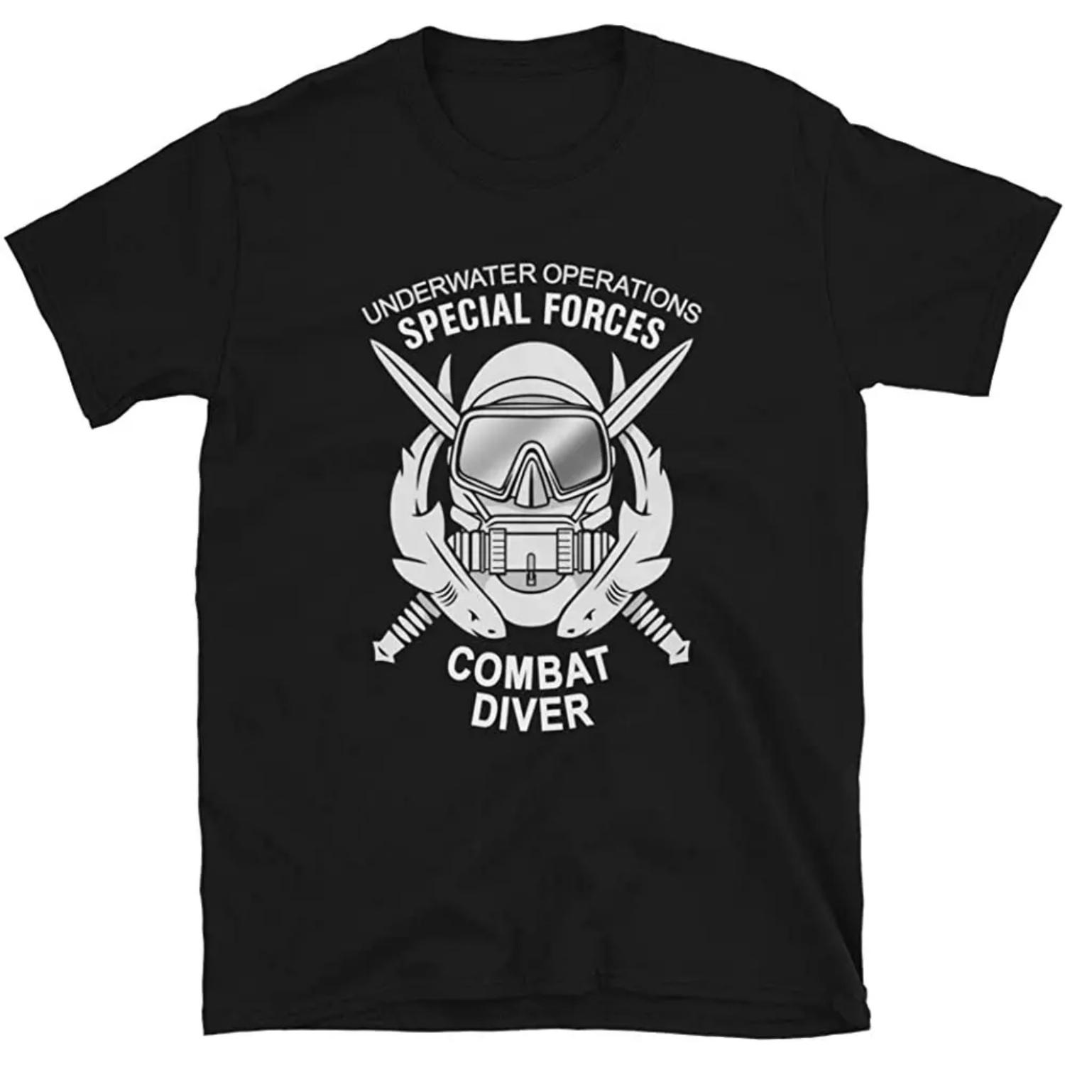 

Naval Underwater Operations Special Forces Combat Diver T Shirt New 100% Cotton Short Sleeve O-Neck T-shirt Casual Mens Top S чёрный