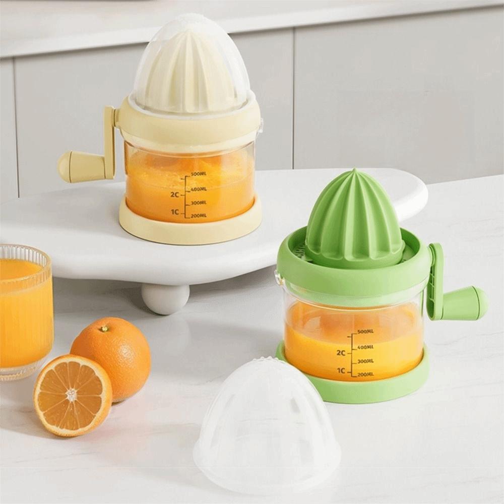 Transparent Manual Fruit Juicer with Cover Labor-Saving Hand Press Squeezer U-shape Spout Multifunctional Citrus Press Camping