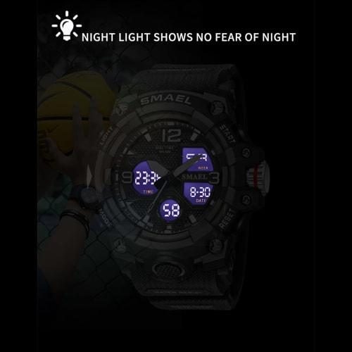 Men's and Women's Watch, Analog-Digital Dual Display Waterproof Watch, Multi-Function Military Sports Luminous Chronograph, Black
