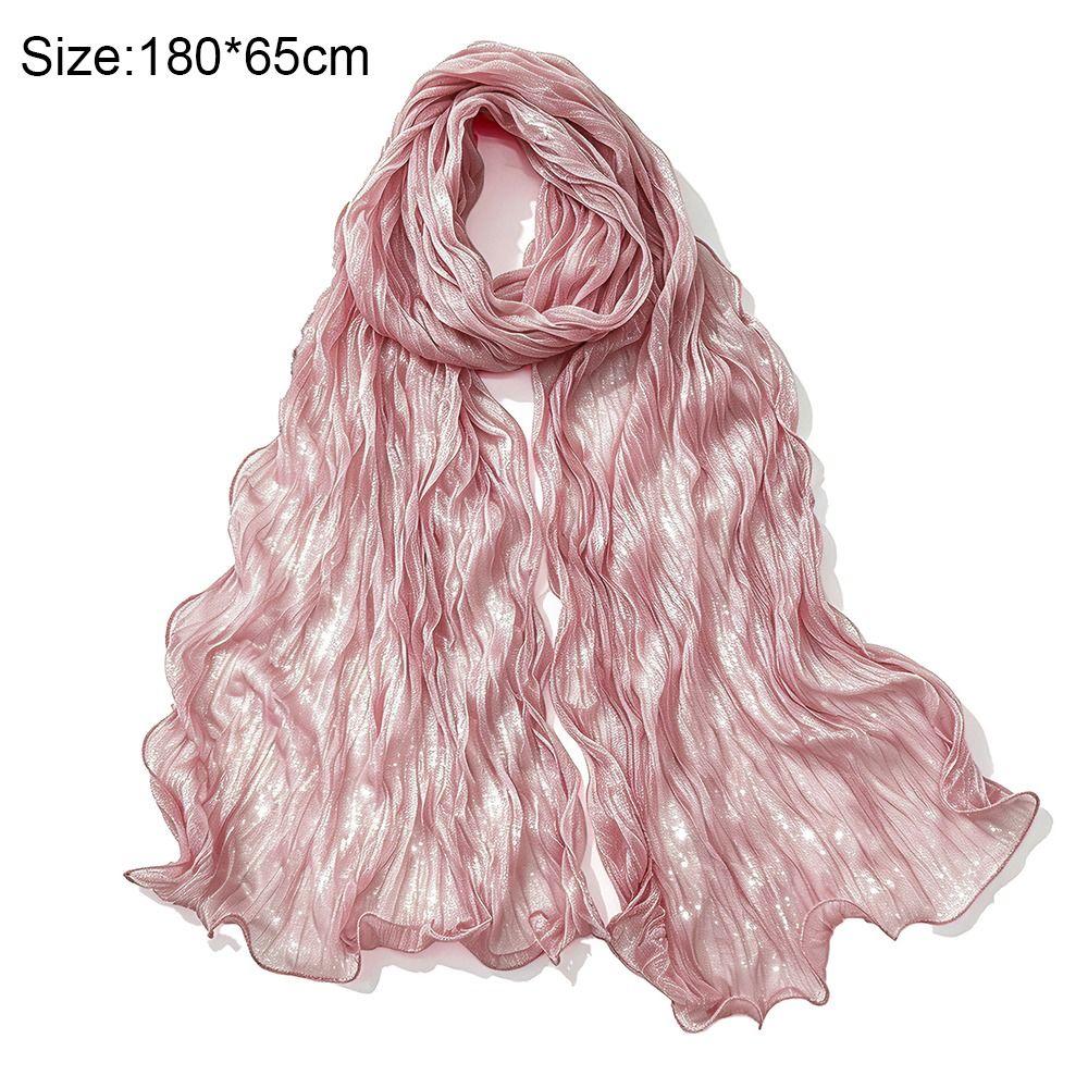 Ruffled Edge Sunscreen Shawl Solid Color Ramadan Long Scarf Fashion Chiffon Hijab Veil  Outdoor